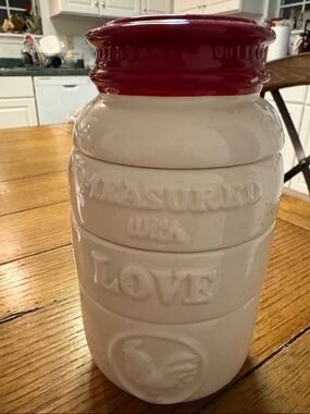 Ceramic Kitchen Measuring Cup Canister as is